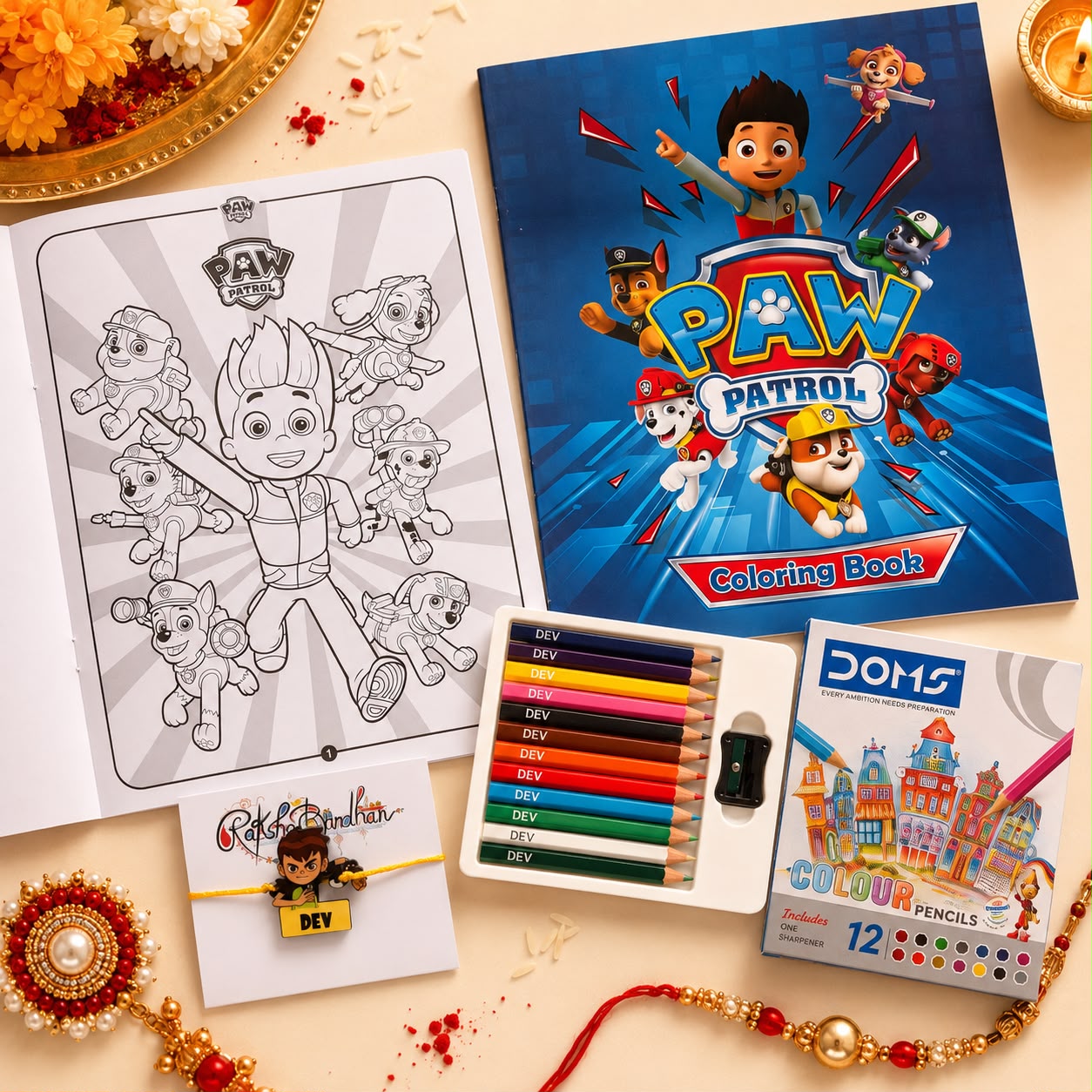 Personalised Colouring Kit Combo Gift with Rakhi - Image 2