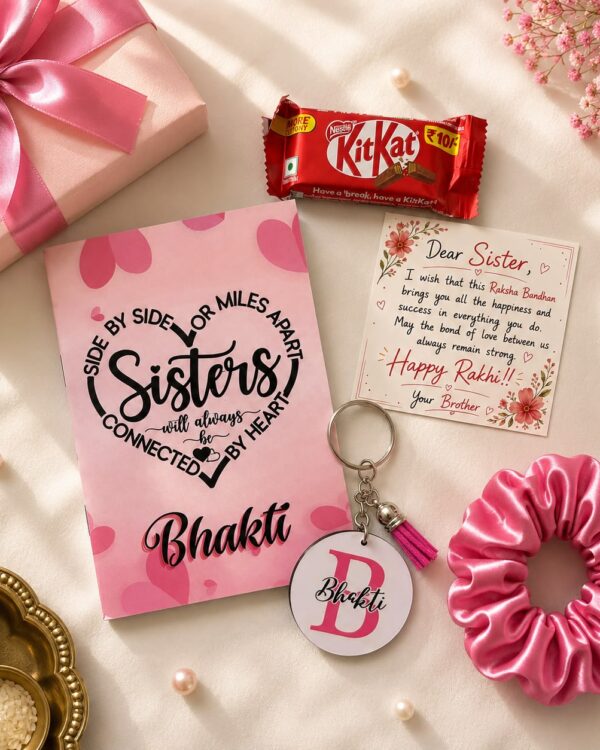 Sisters are always connected by Heart - Personalised Rakhi Hamper for Sister