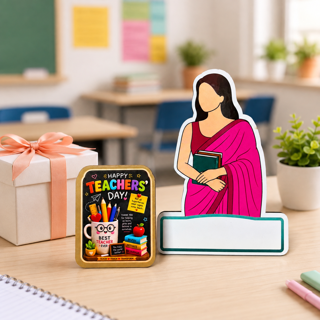 Teacher's Day Caricature Standee with Fridge Magnet-1