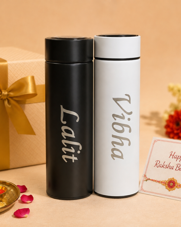 Personalised Led Temperature Bottle Gift Hamper for Couple