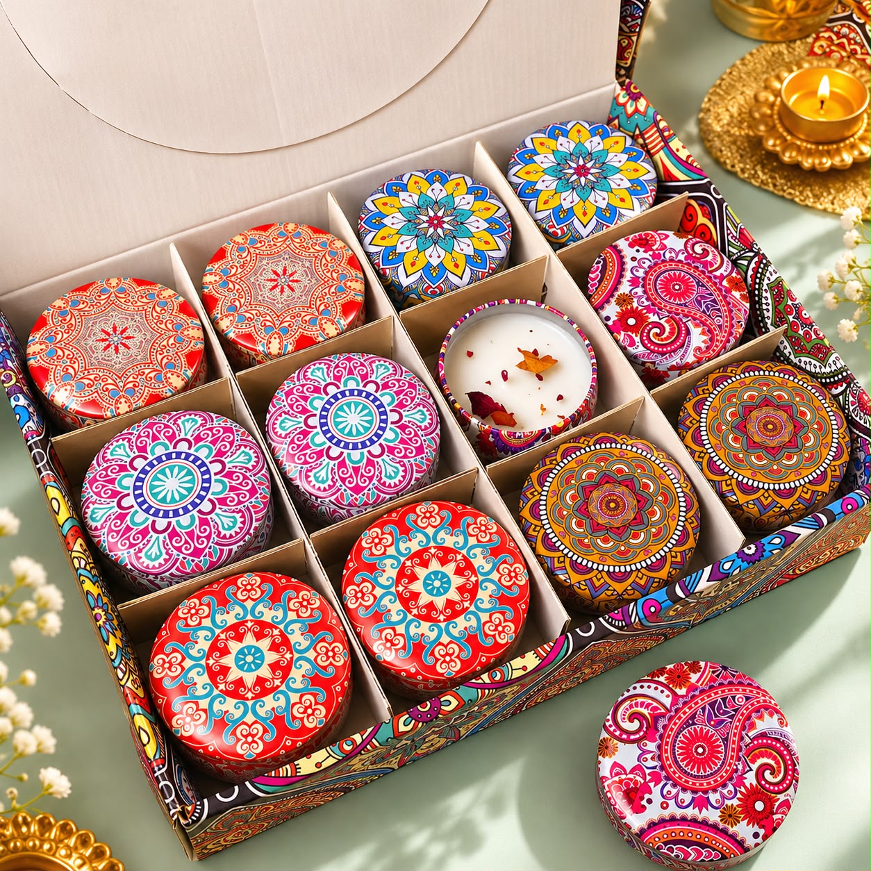 Happy Diwali Gift Hamper with Scented Candles - Image 3