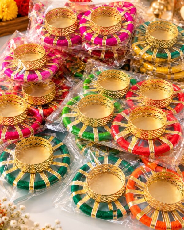 Handmade Gota Tea Light Holders for Diwali — Pack of 12