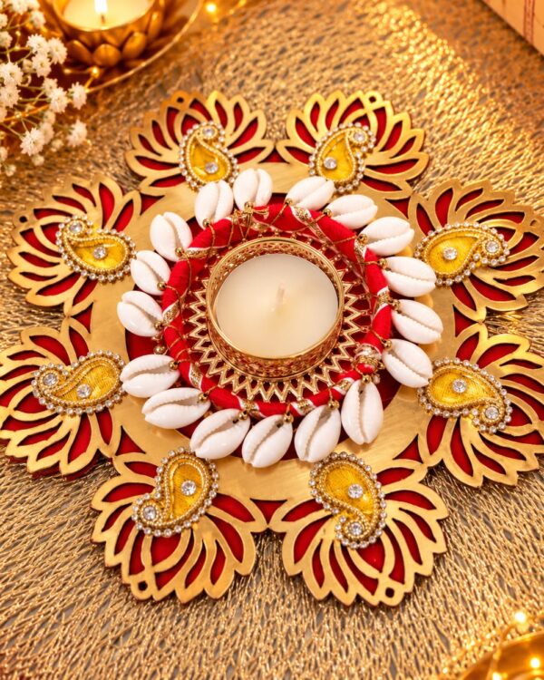 Handmade Lotus Rangoli Diya Candle Holder