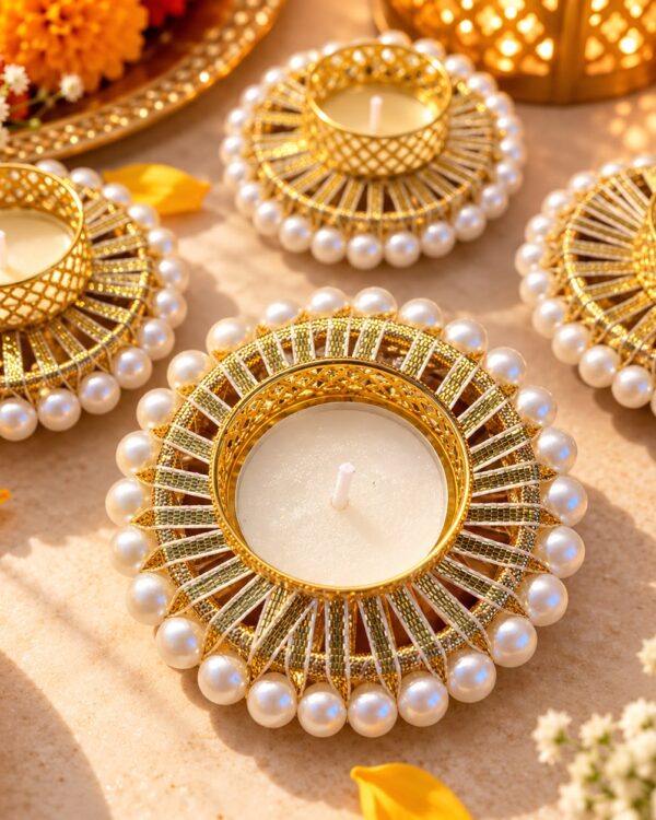Handmade Pearl Tea Light Holder - Set of 6